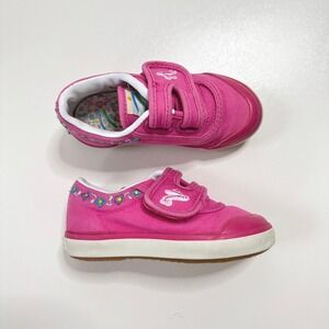 VTG 90's Y2K Stride Rite Pink Canvas Flower Hook & Loop Sneakers Size 7 Toddler